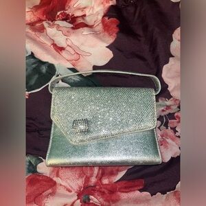 Silver Sparkly Clutch Hand Purse